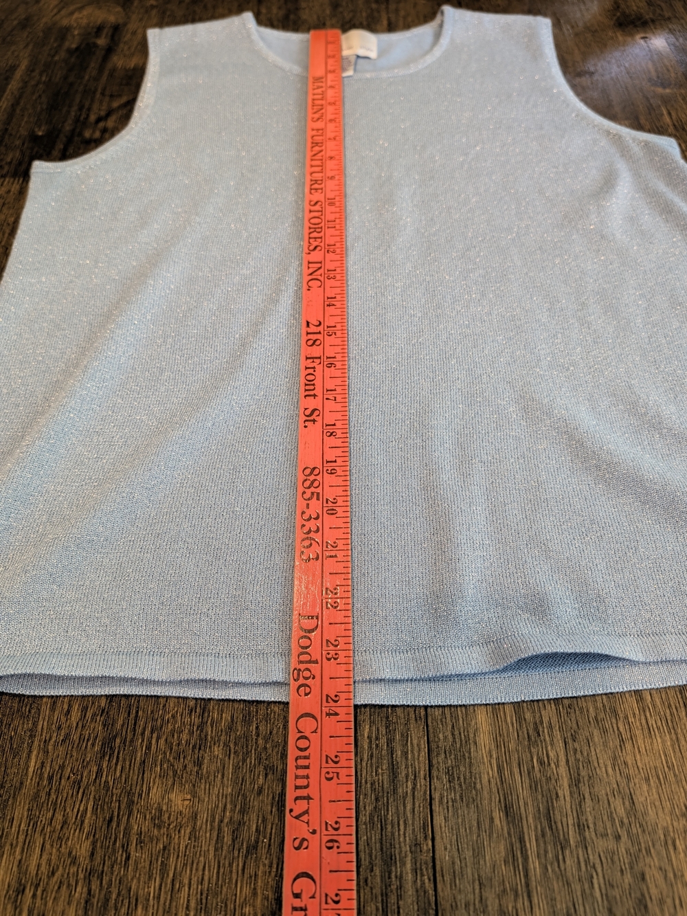 Susan Graver Light Blue Sleeveless Knit Shimmery Tank - Picture 7 of 7